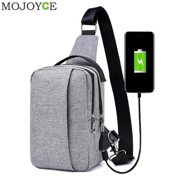 Unisex External USB Charge Chest Bags Men Chest Pack Travel Crossbody Bag Anti Theft