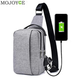 Unisex External USB Charge Chest Bags Men Chest Pack Travel Crossbody Bag Anti Theft