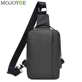 Unisex External USB Charge Chest Bags Men Chest Pack Travel Crossbody Bag Anti Theft